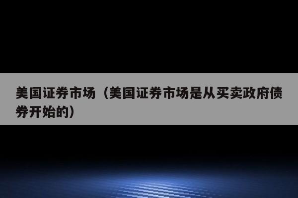 美国证券市场（美国证券市场是从买卖政府债券开始的）