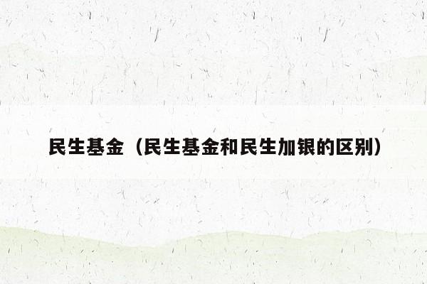 民生基金（民生基金和民生加银的区别）