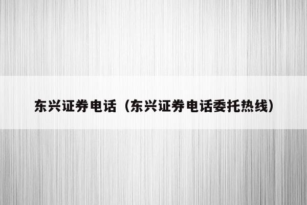 东兴证券电话（东兴证券电话委托热线）
